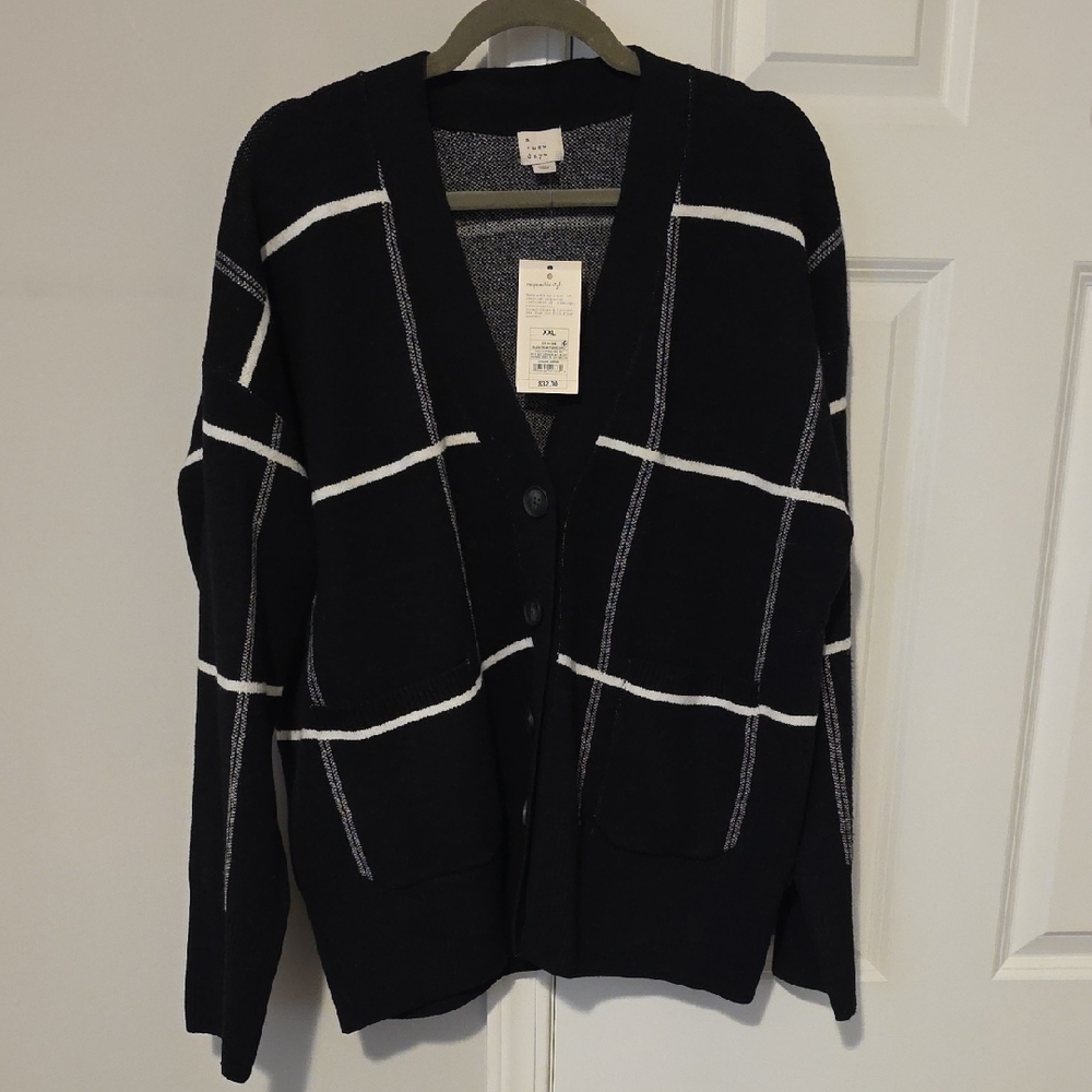 Chic Black and White Cardigan